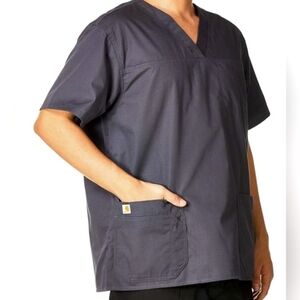 Carhartt Scrub Classic Fit Top Black Ripstop Utility Workwear Men's XL